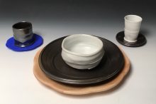 Maple Place Setting Porcelain, stoneware, maple and 3-d printed organic polymer 13 ¾” x 4 ½”h 2018