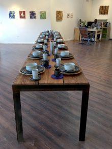 The Table 14 Place Settings, 3 Vases 17’ long x 34” wide
